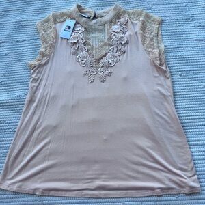 NWT Daytrip Gray Embellished Mandarin Collar Blouse